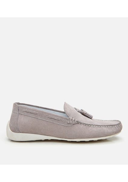 02AYH305540A200 ERKEK Süet Deri Gri Püskül Detaylı Günlük Loafer