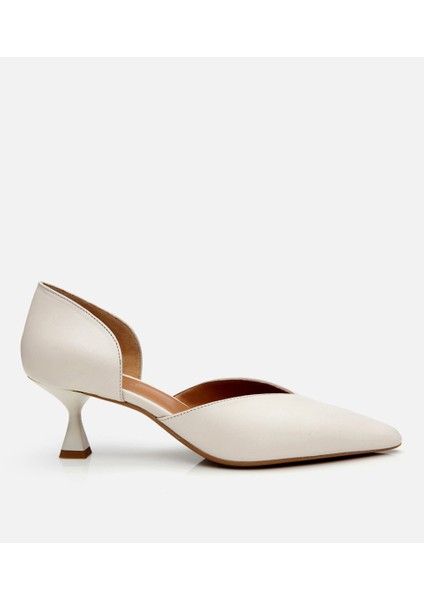 01AYH304200A400 KADIN Deri Ekru Ince Topuklu Stiletto