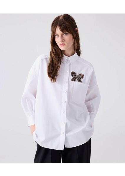 Fiyonk Işlemeli Poplin Gömlek Mw6240025061002
