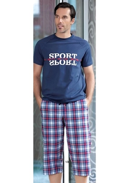 Erkek Ekoseli Kısa Kollu Pijama Takımı 21396