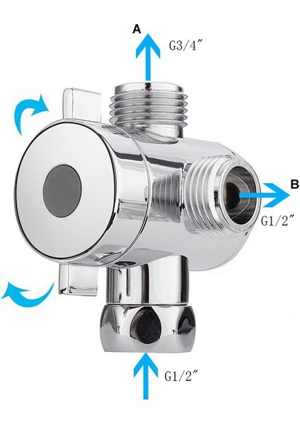 8x Abs Krom 3 Yollu Yönlendirici Hortum Bağlantı Parçası T Şekilli Adaptör Bağlantı Parçası Açı Vanası Banyo Duş Kolu Tuvalet (Yurt Dışından)