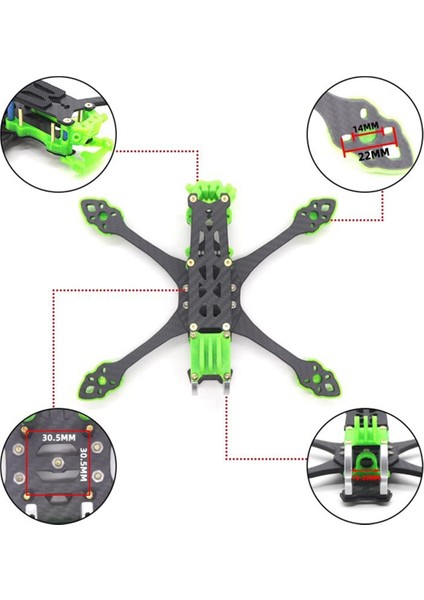 Mark 5 Inç Karbon Fiber Çerçeve 225MM 5mm Kol Hava Ünitesi Hd / Analog Kamera Fpv Serbest Stil Rc Yarış Drone Için (Yurt Dışından)