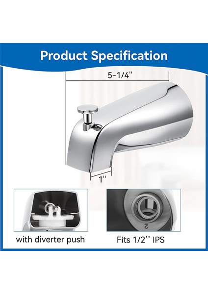 Banyo Küvet Musluğu, 5 1/4 Inç Erişim Duvar Ön Montajı Duş Yönlendirici 1/2ın IPS Iç Dişli Küvet Musluğu Musluğu (Yurt Dışından) indirimleri