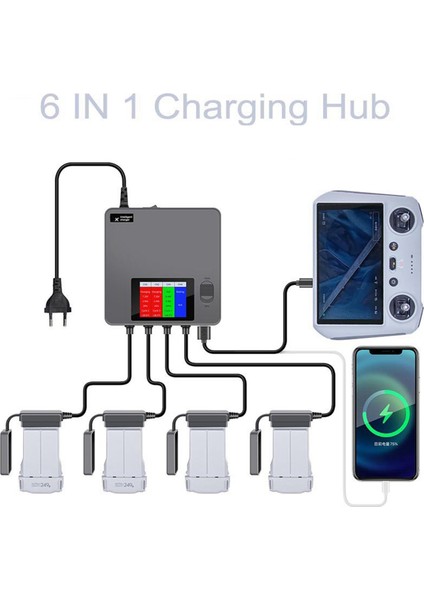 Mini 3/3 Pro/4 Pro Drone Için 6'sı 1 Arada Dijital Ekran Şarj Cihazı Hızlı Akıllı Ingiltere Fişi (Yurt Dışından) fiyatları