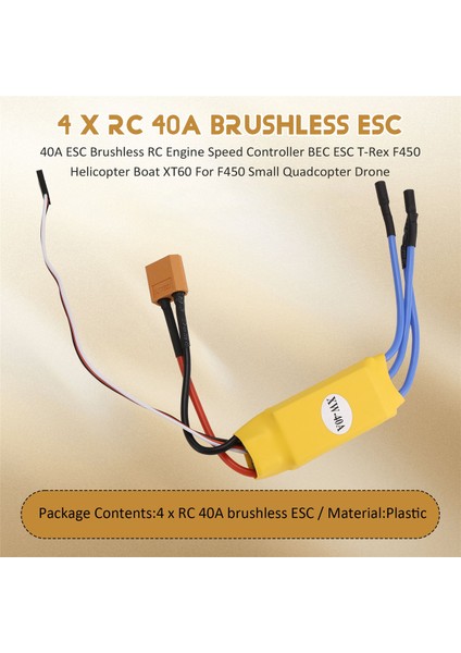 40A Esc Fırçasız Rc Motor Hız Kontrol Cihazı Bec F450 Helikopter Tekne XT60 Fpv Küçük Quadcopter Drone Için (Yurt Dışından)