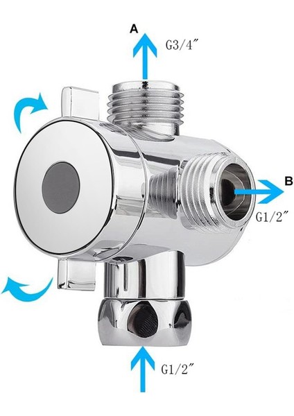 Abs Krom 3 Yollu Yönlendirici Hortum Bağlantı Parçası T Şekilli Adaptör Bağlantı Parçası Açı Vanası Banyo Duş Kolu Tuvalet (Yurt Dışından) modelleri