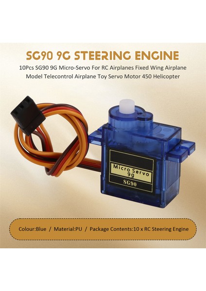10 Adet SG90 9g Mikro-Servo Rc Uçaklar Sabit Kanatlı Uçak Modeli Telekontrol Oyuncak Servo Motor 450 Helikopter (Yurt Dışından)