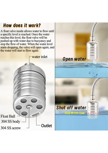 1/2 Inç Ila 3/4 Inç Su Şamandıra Vanası, Paslanmaz Çelik Vana, Tam Otomatik Seviye Kontrol Vanası (Yurt Dışından) modelleri