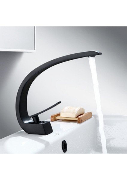 Modern Banyo Havza Musluğu, Tek Kulplu Sıcak ve Soğuk Su Şelalesi Siyah (Yurt Dışından) fırsatları