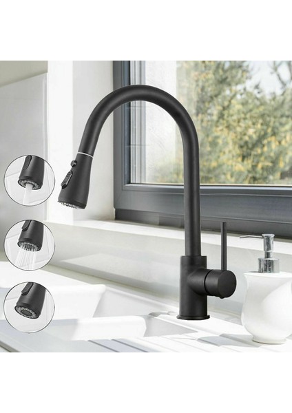 Çekmeli Spreyli Mutfak Musluğu Çok Görevli Mod Tek Kulplu Yüksek Ark Çıkışlı Lavabo (Yurt Dışından) fiyatları