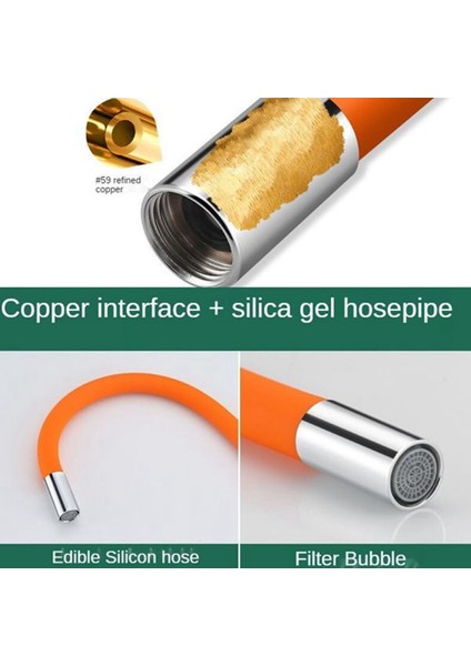 Esnek Silikon Tüp Mutfak Musluk Aksesuarları Evrensel Arayüz 360 Derece Su Musluğu Uzatma Hortumu-Siyah, 50CM (Yurt Dışından) indirimleri