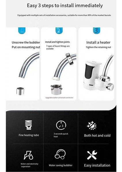 Kolay Kurulum Hızlı Isıtma Karıştırma Musluğu Dijital Ekranlı Anında Elektrikli Su Isıtıcısı Ab-Fişi (Yurt Dışından) indirimleri