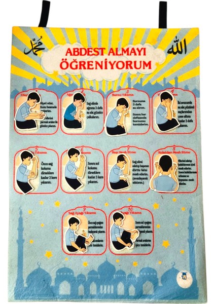 Abdest Almayı Öğreniyorum Cırtlı Pano Anaokulu Kreş Panosu (48X68CM)