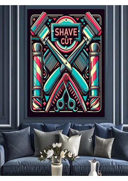 Berber Dükkanı Dekoratif Kanvas - Mdf Ahşap Tablo fiyatları