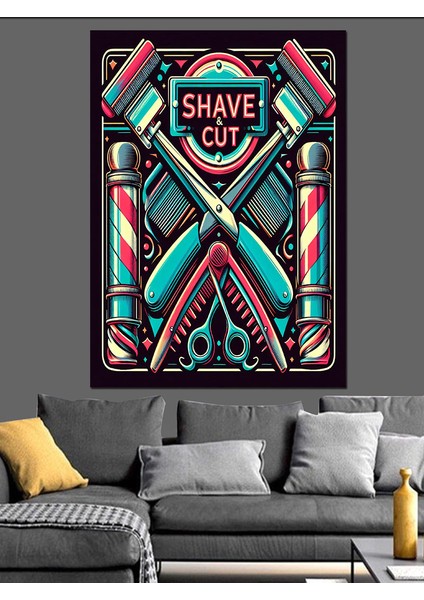 Berber Dükkanı Dekoratif Kanvas - Mdf Ahşap Tablo modelleri