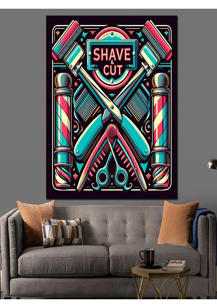 Berber Dükkanı Dekoratif Kanvas - Mdf Ahşap Tablo fırsatları