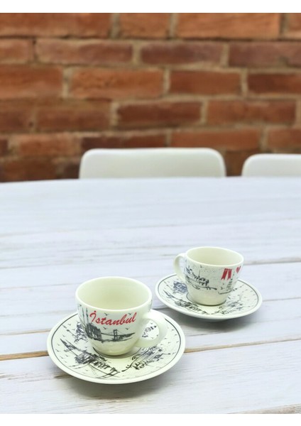 Ahh Istanbul 2 Kişilik Porselen Kahve Fincan Takımı