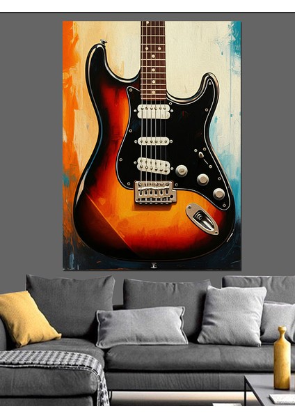 Klasik Elektro Gitar Dekoratif Kanvas - Mdf Ahşap Tablo