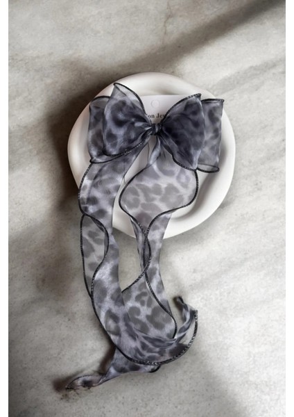 Tül Sallantılı Leopar Desen Otomatik Toka - Leopar Desen Otomatik Toka