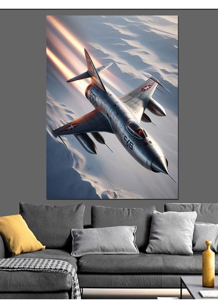 Jet Uçağı Dekoratif Kanvas - Mdf Ahşap Tablo