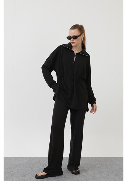 20608 Kadın Belden Büzgülü Modal Takım