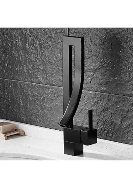 Banyo Havza Musluğu Soğuk Sıcak Döndürme Mikseri Vinç Musluğu Siyah Şelale Lavabo Mikserleri (Yurt Dışından) fiyatları