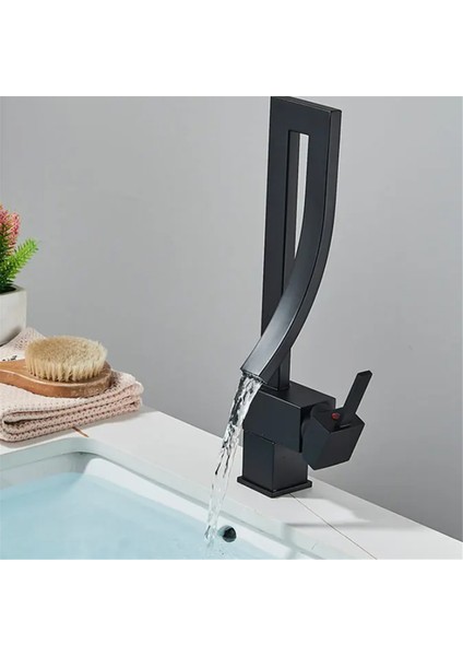 Banyo Havza Musluğu Soğuk Sıcak Döndürme Mikseri Vinç Musluğu Siyah Şelale Lavabo Mikserleri (Yurt Dışından) modelleri