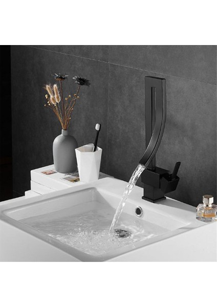 Banyo Havza Musluğu Soğuk Sıcak Döndürme Mikseri Vinç Musluğu Siyah Şelale Lavabo Mikserleri (Yurt Dışından) fırsatları
