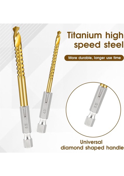 6 Adet Titanyum Kaplamalı Hss Büküm Matkap Uçları, 3-8mm Altıgen Saplı Tırtıklı Kesme Ucu Spiral Testere (Yurt Dışından)
