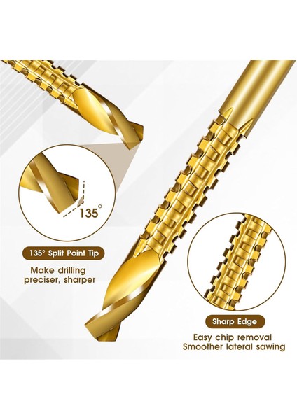 6 Adet Titanyum Kaplamalı Hss Büküm Matkap Uçları, 3-8mm Altıgen Saplı Tırtıklı Kesme Ucu Spiral Testere (Yurt Dışından)