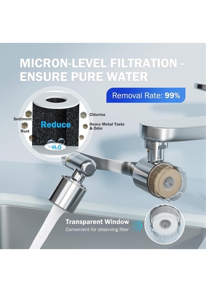 Musluk Genişletici Filtre, 2 Karbon Fiber ve 6 Pp Pamuk Filtreli 8 Parça Yedek Set Ev Banyo Mutfak Için (Yurt Dışından)