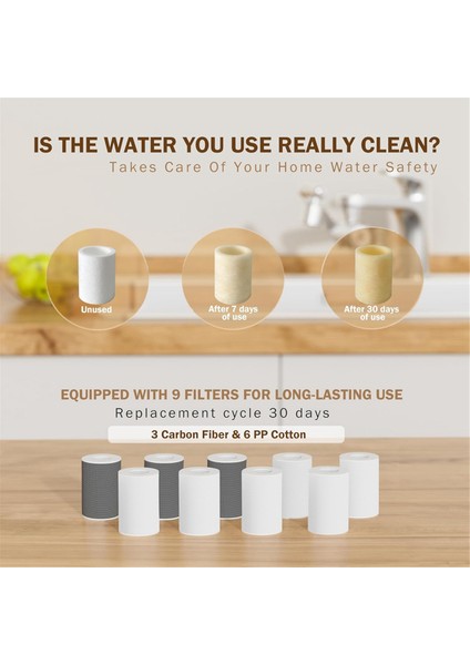 Musluk Genişletici Filtre, 2 Karbon Fiber ve 6 Pp Pamuk Filtreli 8 Parça Yedek Set Ev Banyo Mutfak Için (Yurt Dışından)