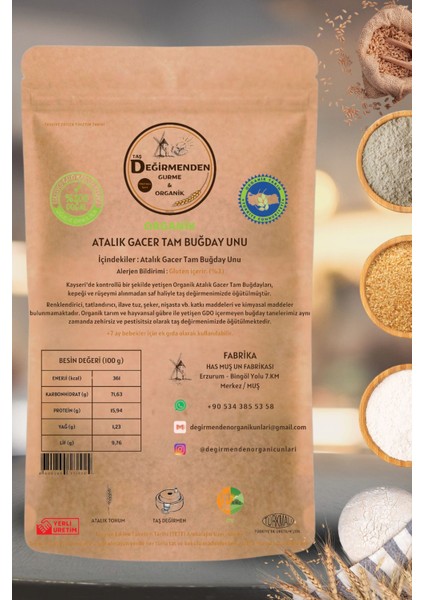 Organik Atalık Unlar Seti (Sarı-Gacer-Kunduru)
