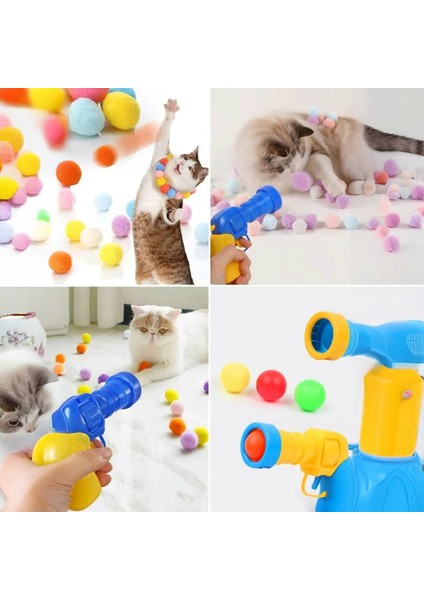 30 Adet Peluş Toplu Kedi Oyun Tabancası -Top Atma Tabancası- Peluş Toplarla Eğlenceli Oyun Zamanı