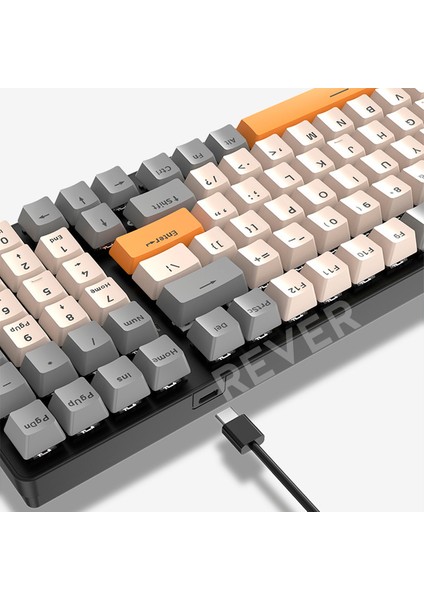 Mekanik Oyuncu Klavyesi Red Switch Retro Dizayn 9 Işık Animasyonlu Rainbow LED Işıklı Gaming Klavye