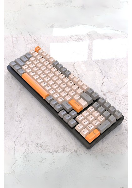 Mekanik Oyuncu Klavyesi Red Switch Retro Dizayn 9 Işık Animasyonlu Rainbow LED Işıklı Gaming Klavye