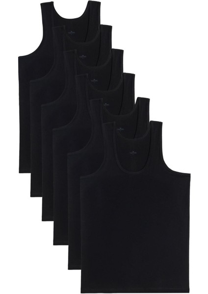 6 Adet Compact Penye Siyah Erkek Atlet %100 Pamuk Standart Fit Normal Kesim 6'lı Paket