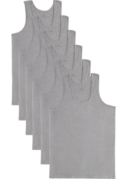 6 Adet Compact Penye Gri Erkek Atlet Pamuklu Standart Fit Normal Kesim 6'lı Paket