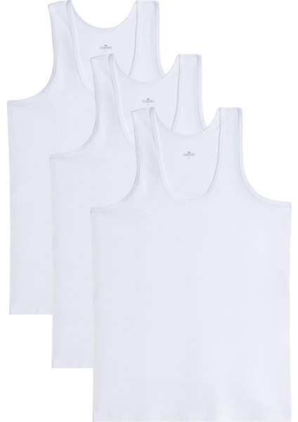 3 Adet Compact Penye Beyaz Erkek Atlet %100 Pamuk Standart Fit Normal Kesim 3'lü Paket