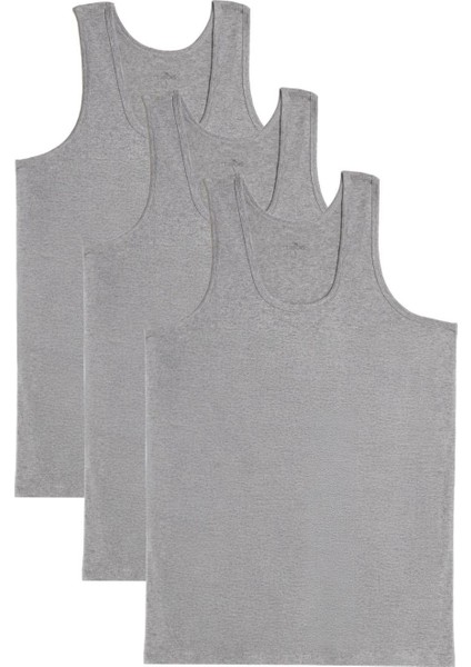 3 Adet Compact Penye Gri Erkek Atlet Pamuklu Standart Fit Normal Kesim 3'lü Paket