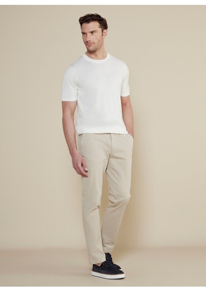 Normal Bel Düz Paça Standart Bej Erkek Pantolon BBSS25MPT001