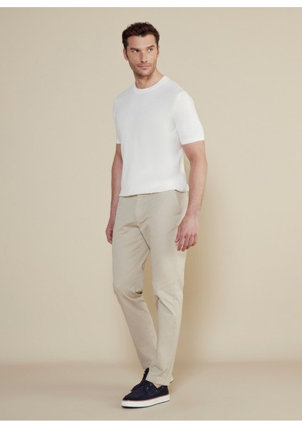 Normal Bel Düz Paça Standart Bej Erkek Pantolon BBSS25MPT001