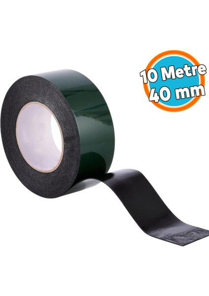 Çift Taraflı Köpük Sünger Bant Eva Yapıştırma Montaj Bandı Siyah 40 mm x 10 Metre Etil Vinil Asetat