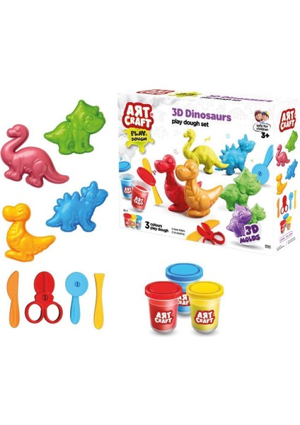 03995 Art Craft 3D Dinozorlar Hamur Set 168 gr -Fentoys