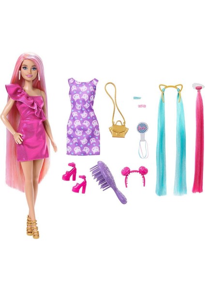 JDC85 Barbie Upuzun Muhteşem Saçlı Bebekler Pembe Saçlı Bebek modelleri