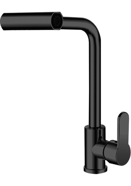 4 Mod Şelale Mutfak Musluğu Akış Püskürtücü Sıcak Soğuk Tek Delikli Güverte Üstü Su Lavabo Bataryası Yıkama Musluğu Siyah (Yurt Dışından)