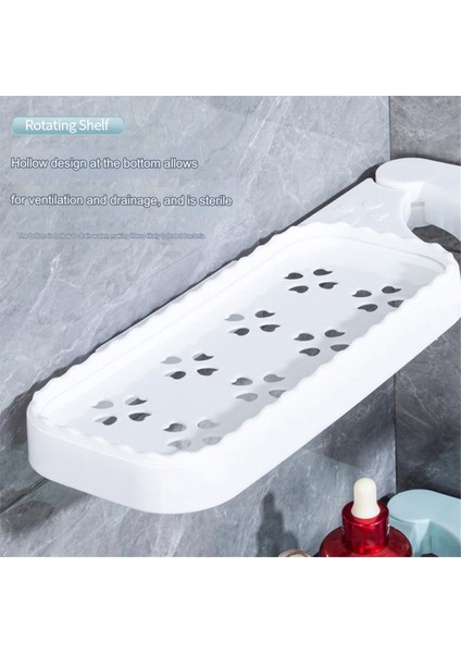 Banyo Döner Raf Duvara Monte Tuvalet Lavabo Mutfak Duvar Depolama Aksesuarları Wc Düzenleyici Beyaz (Yurt Dışından)