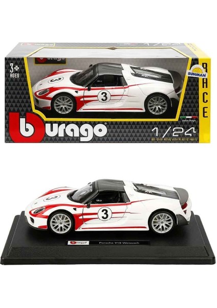 28009 Burago Porsche 918 Spyder 1:24 Model Araba -Sunman