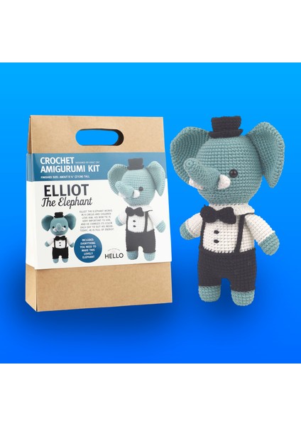 Tığ Işi Amigurumi Yapım Kiti (Elliot The Elephant)