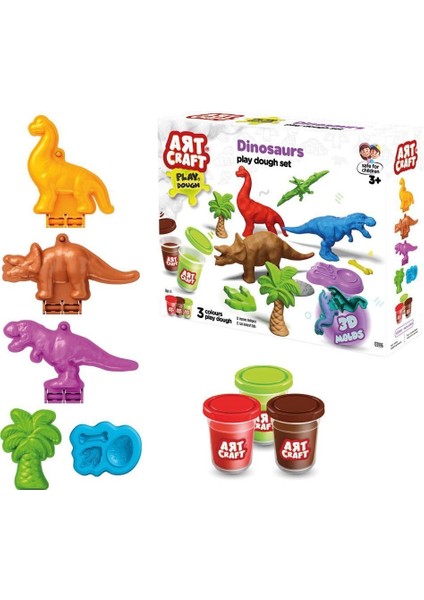 03996 Art Craft Dinozorlar Hamur Set 168 gr -Fentoys